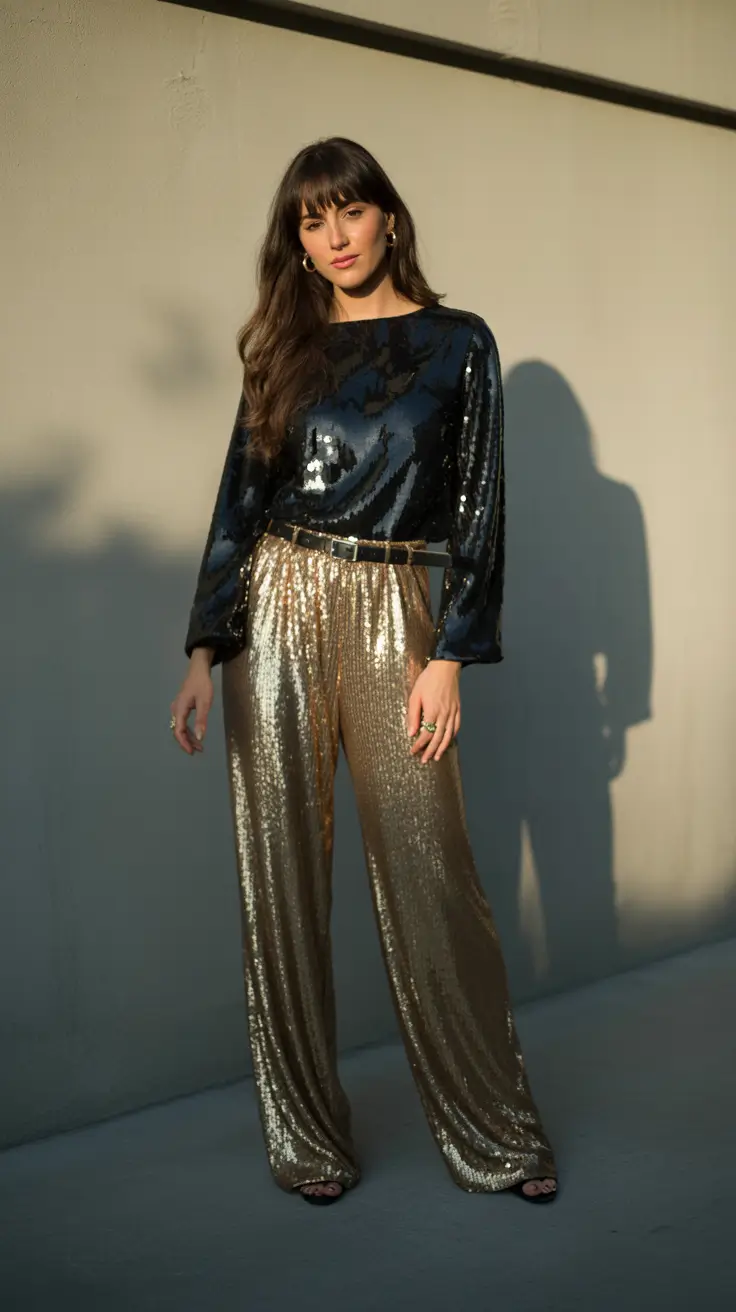 christmas party outfits 2025 Golden Contrast