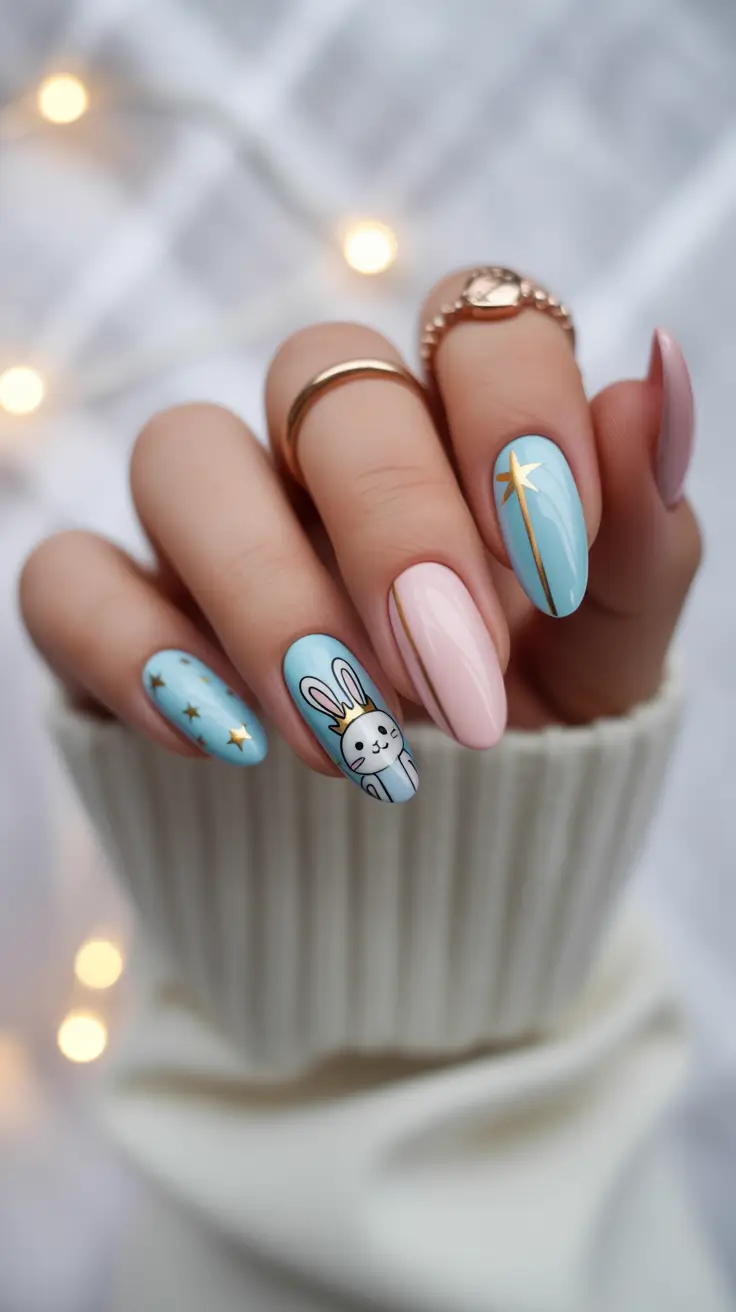 Classy Winter Nails 2025-2026 Pastel Play with Starry Blue