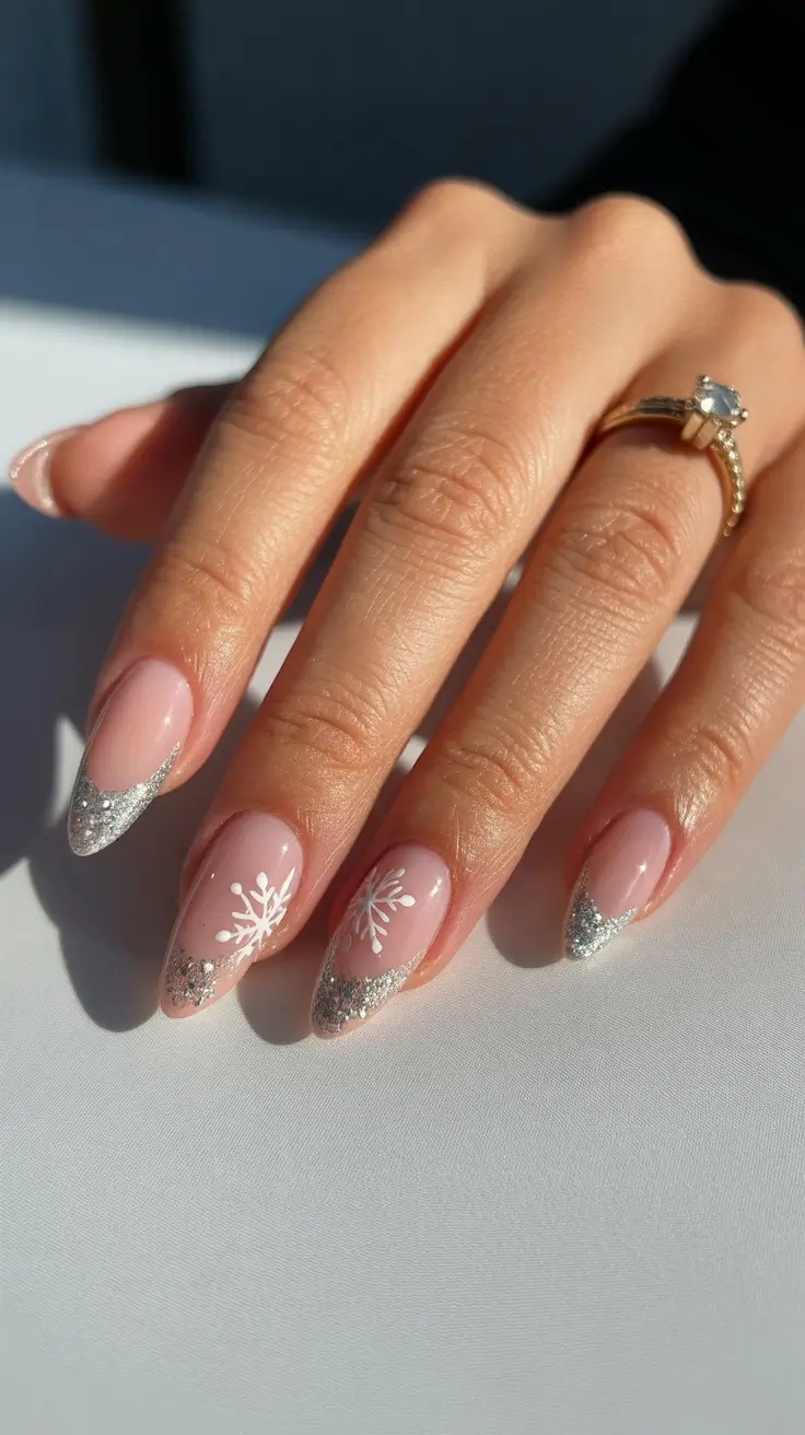 Classy Winter Nails 2025-2026 Silver Edge Snow Glow
