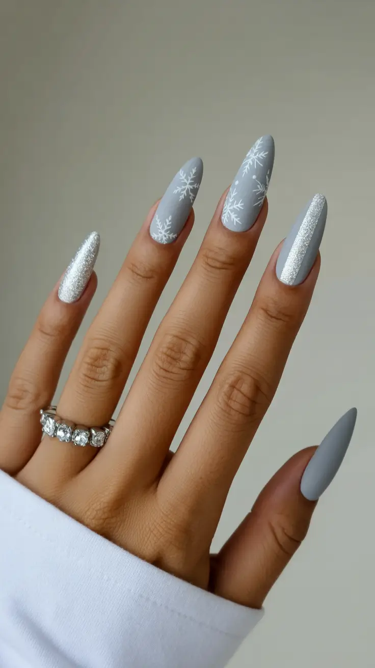 Classy winter nails 2025–2026 Frosted Elegance