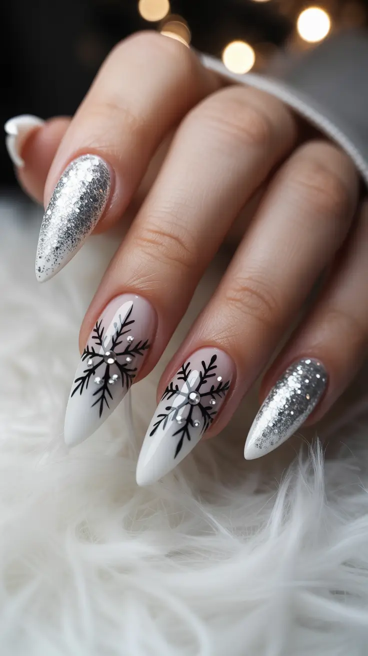 Classy winter nails 2025–2026 Midnight Sparkle