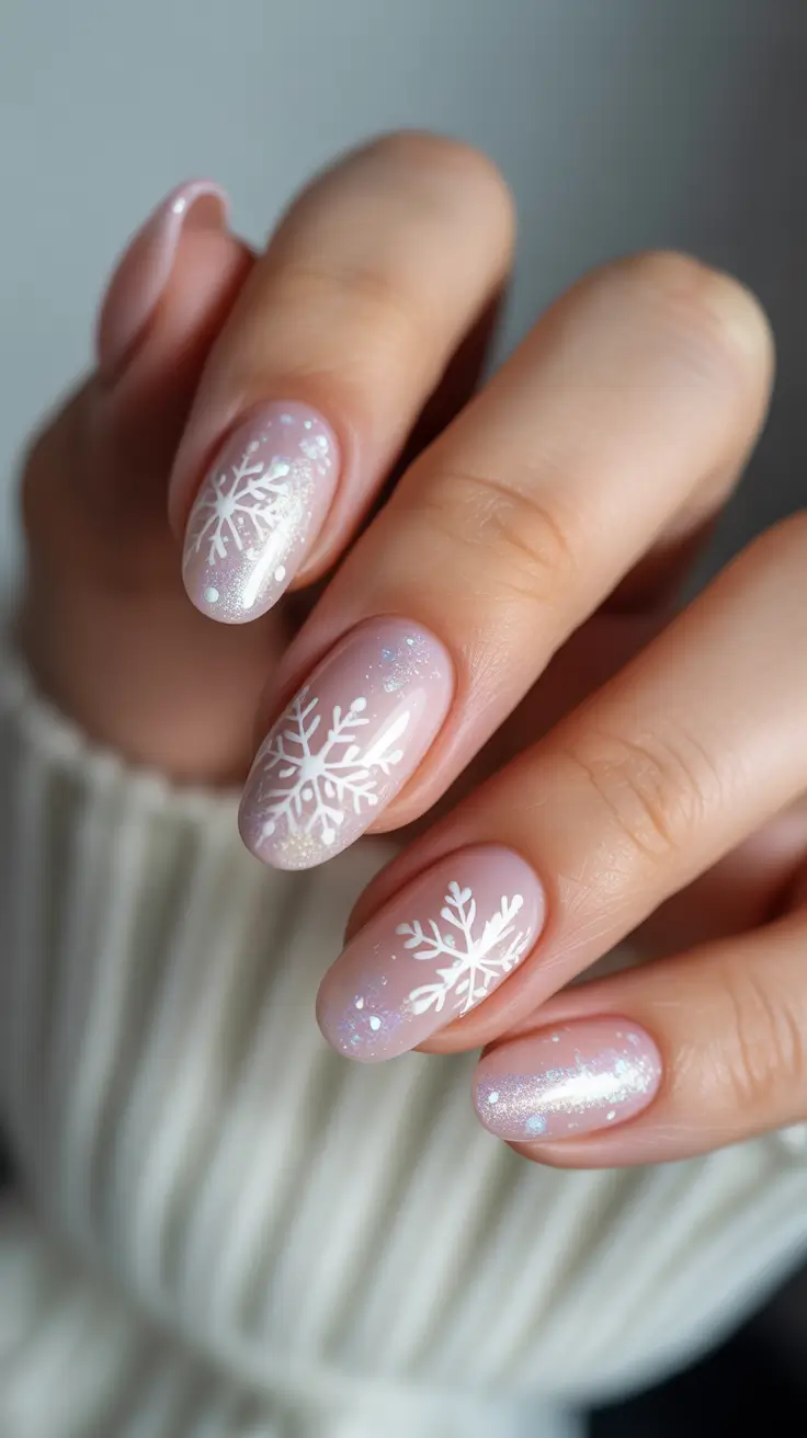Classy winter nails 2025–2026 Snowflake Glow