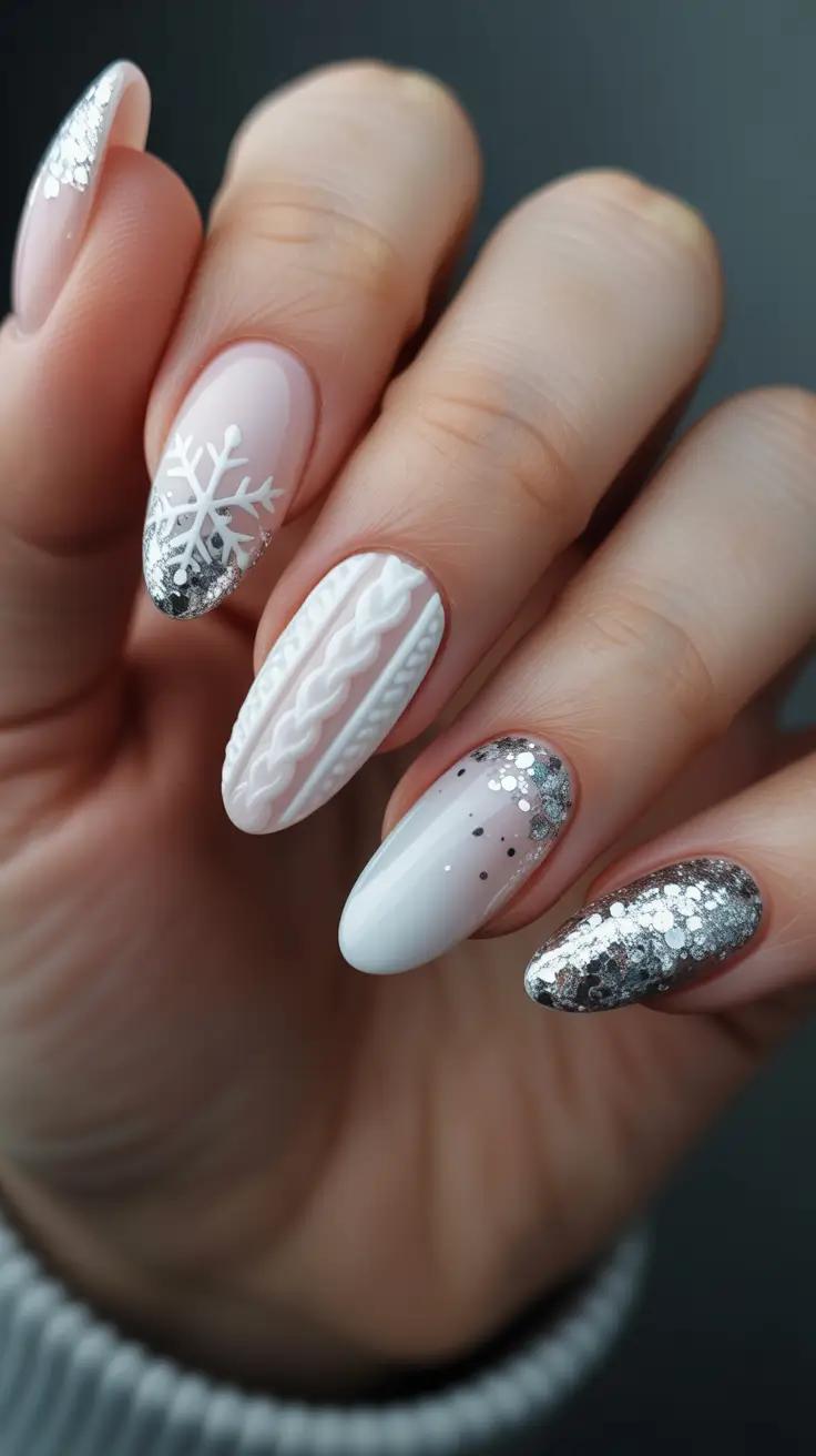 Classy Winter Nails 2025-2026 Silver Frost and Snowflake Glow