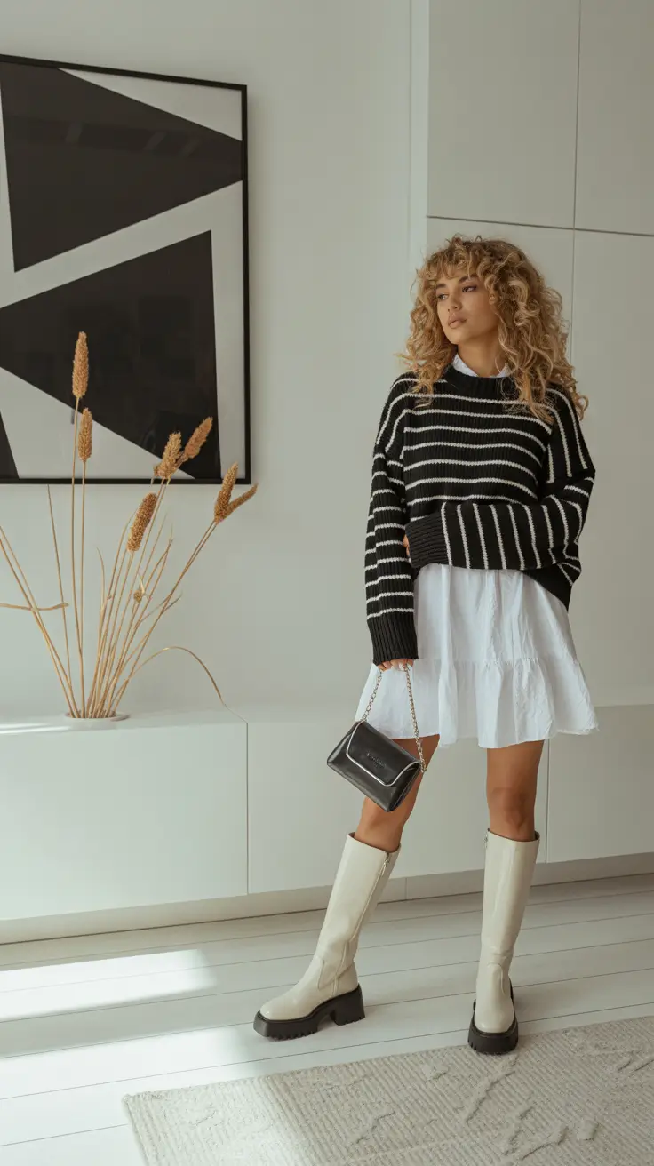 comfy outfits 2026 Playful Stripes and White Layers