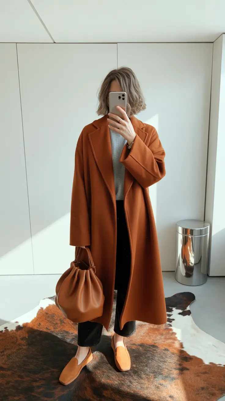 comfy outfits 2026 Rust Elegance in Motion