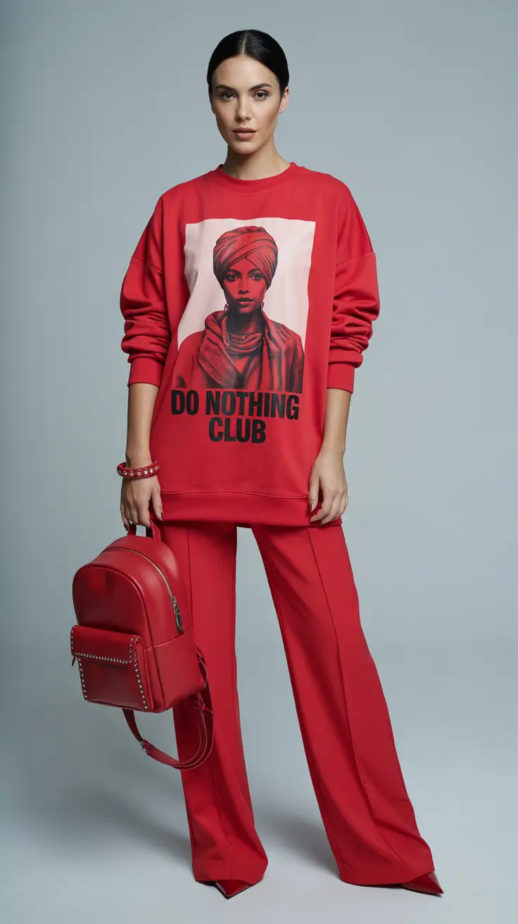 comfy outfits 2026 Bold in Red Statement Streetwear