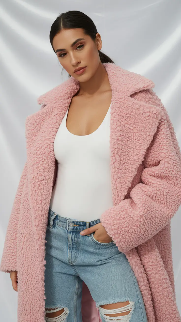 comfy winter outfits 2025-2026 Pastel Shearling Ease