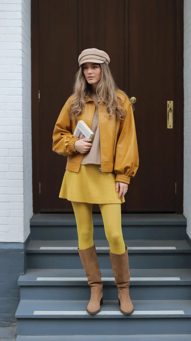 comfy winter outfits 2025-2026 Yellow Layers with Retro Energy