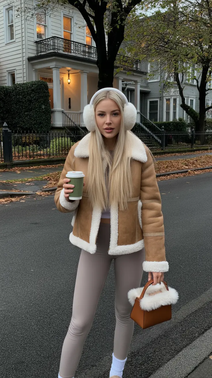 cozy winter outfits 2025-2026 shearling chic