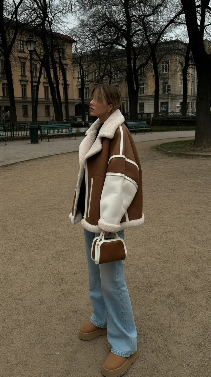 cozy winter outfits 2025-2026 Retro Shearling Cool