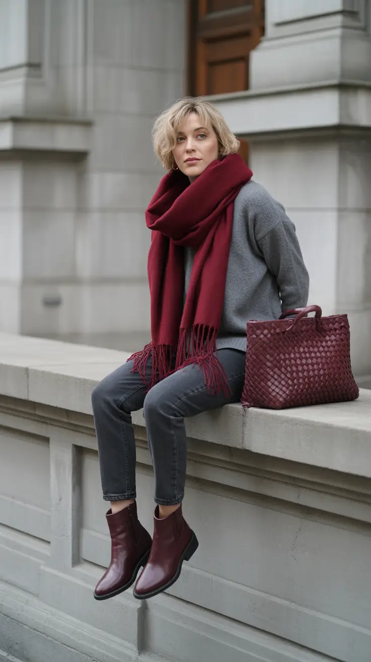 cozy winter outfits 2025-2026 Burgundy Warmth