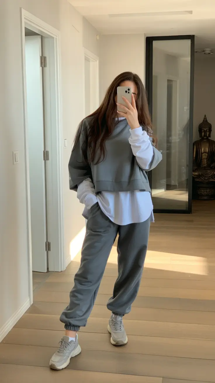 cozy winter outfits 2025-2026 monochrome loungewear