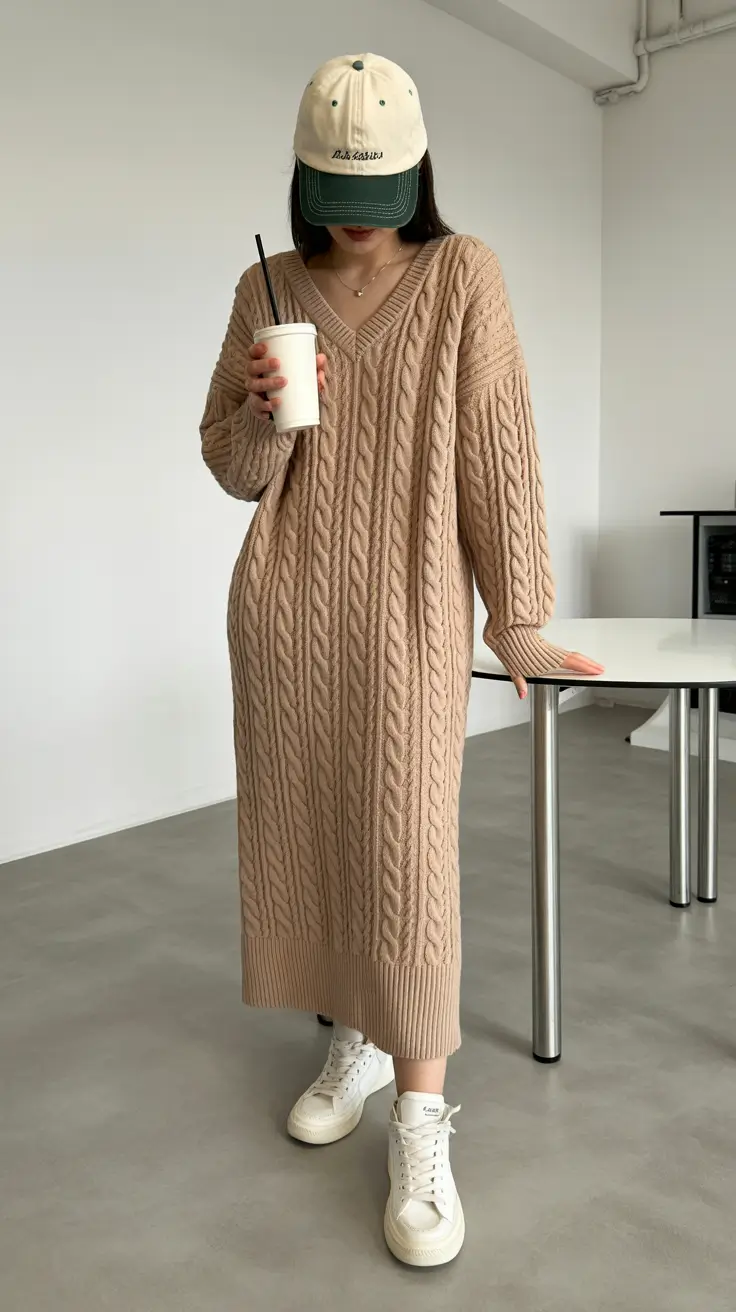 cozy winter outfits 2025-2026 cable knit sporty