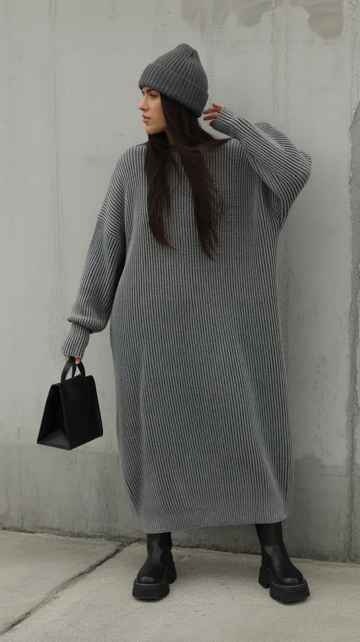 cozy winter outfits 2025-2026 monochrome cool