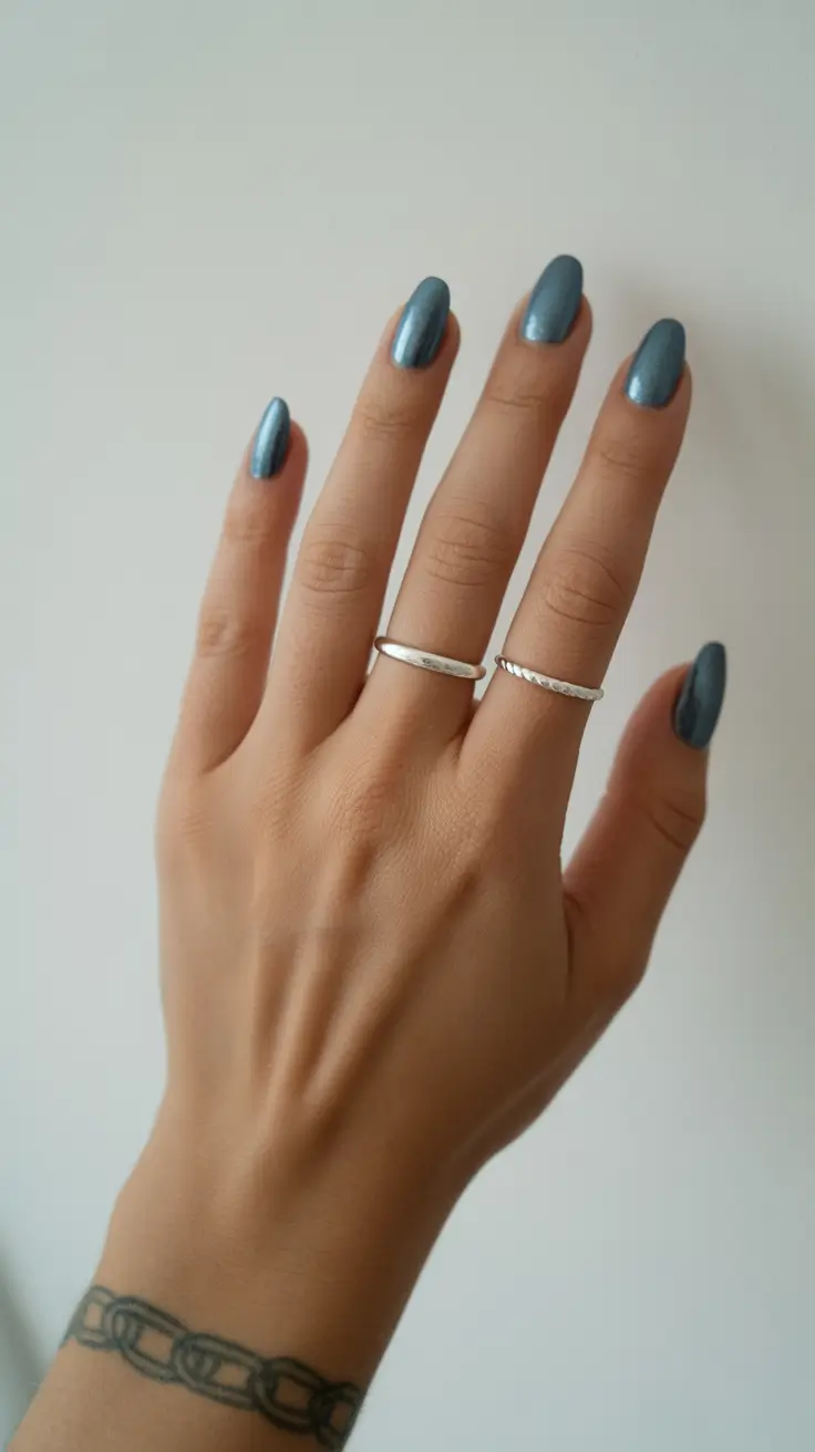 Fresh Cute Nail Inspiration Winter 2025–2026 Metallic Blue Simplicity