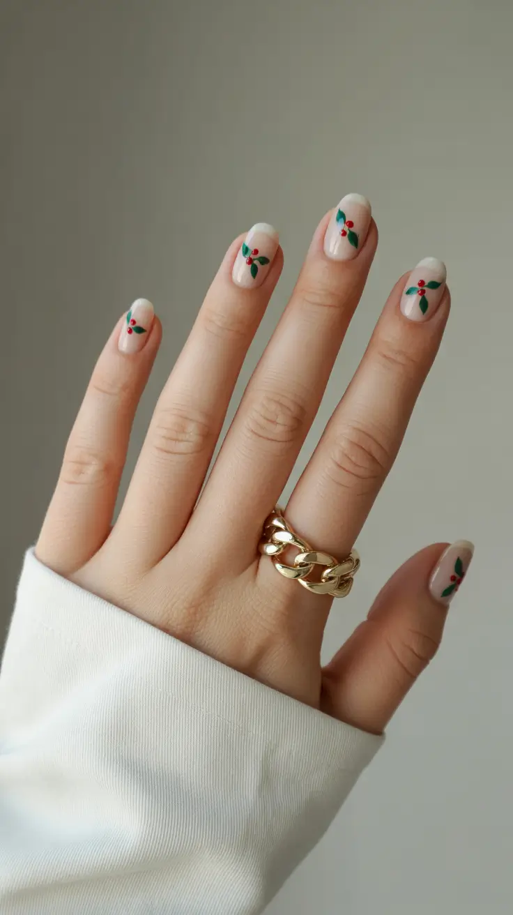 Fresh Cute Nail Inspiration Winter 2025–2026 Holly Berry Minimal Nails