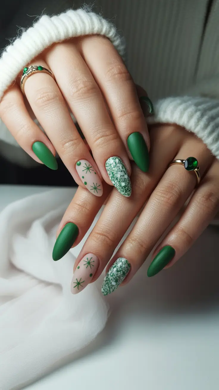green-winter-nails-ideas-2025-2026 Snowy Sage Serenity