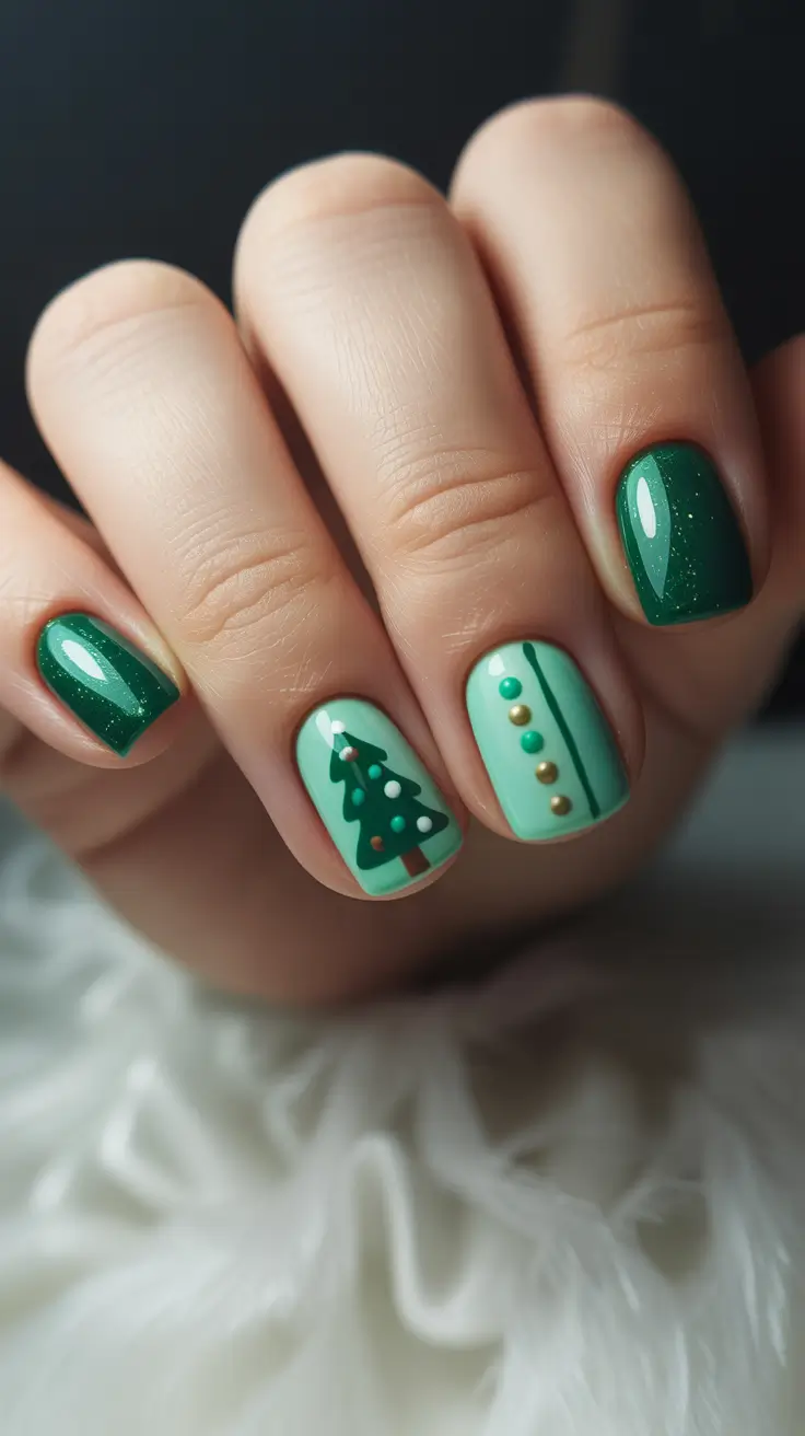 green-winter-nails-ideas-2025-2026 Mint Tree Delight