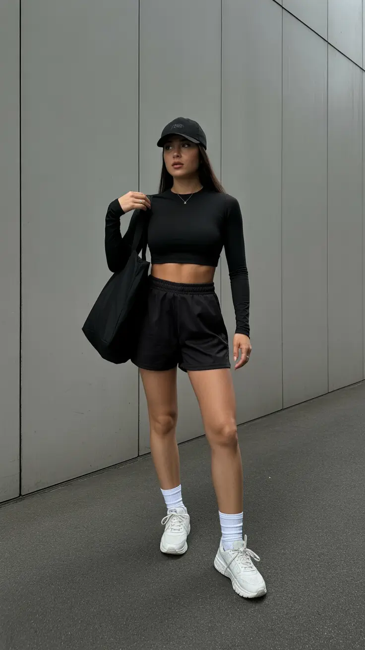 gym outfits 2026 Effortless Black Athleisure Chic
