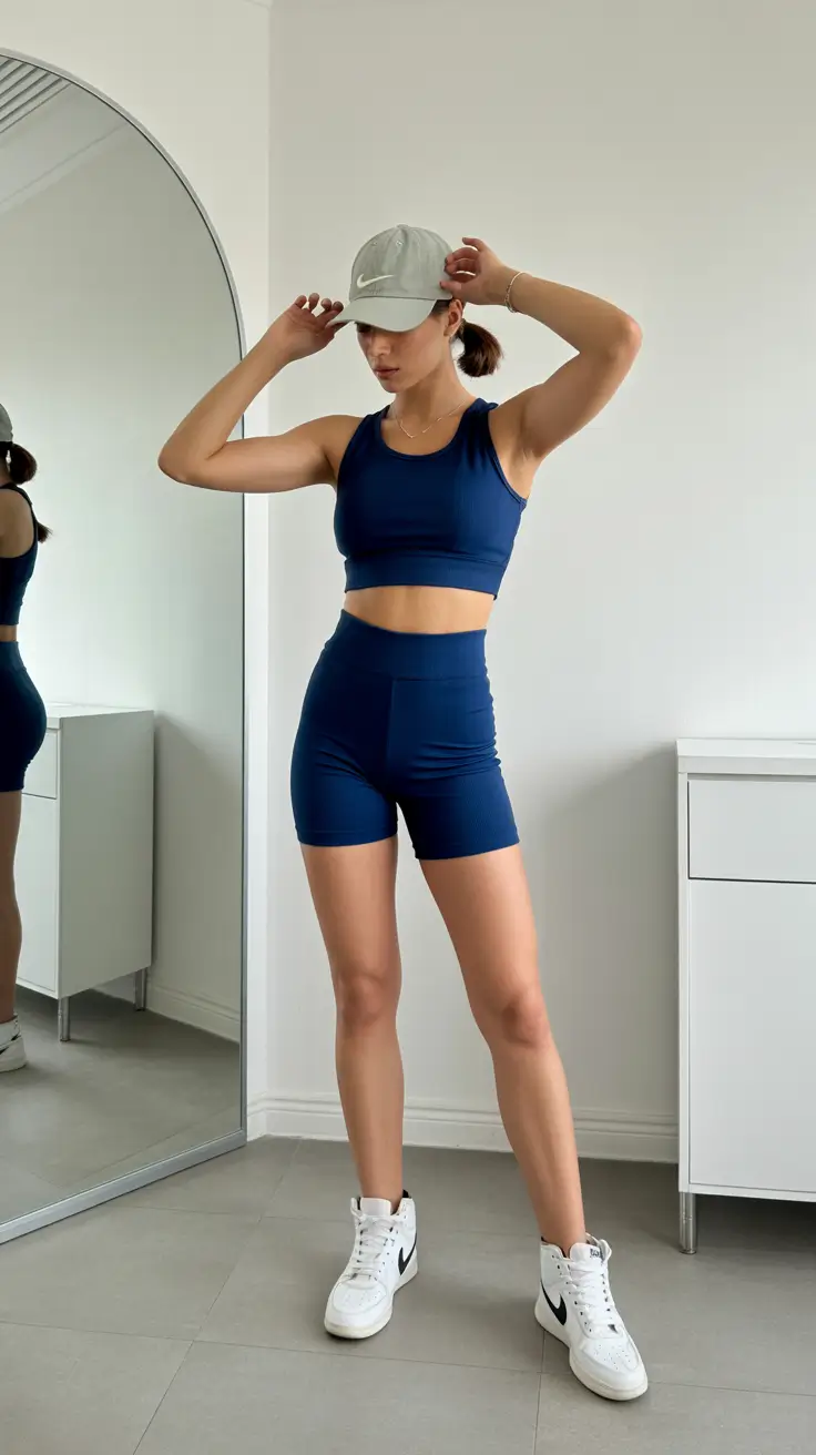 gym outfits 2026 Navy Cool Confidence