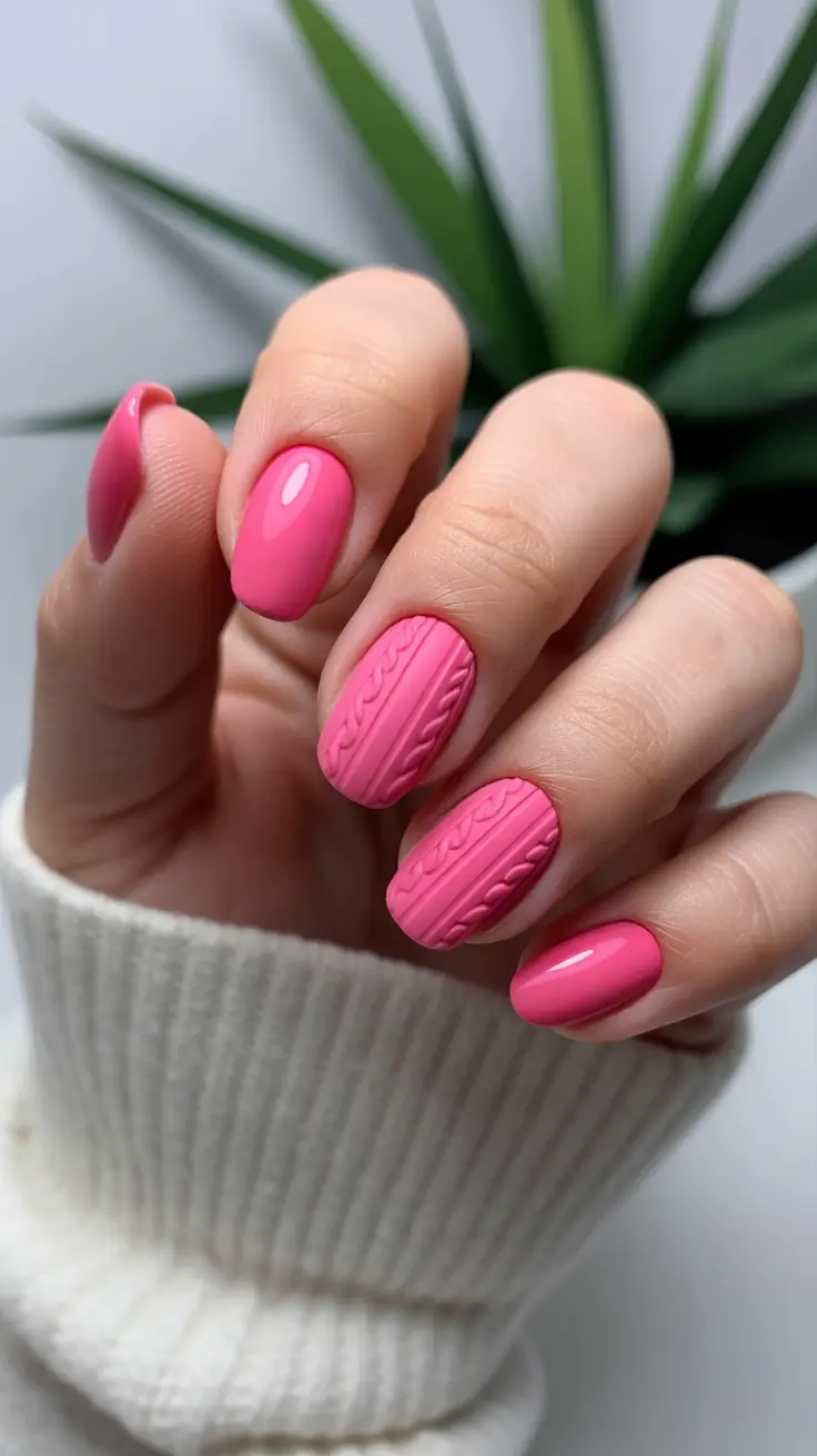 Modern Dip Winter Nails 2025-2026 Cozy Pink Knit Soft Energy for Cold Days
