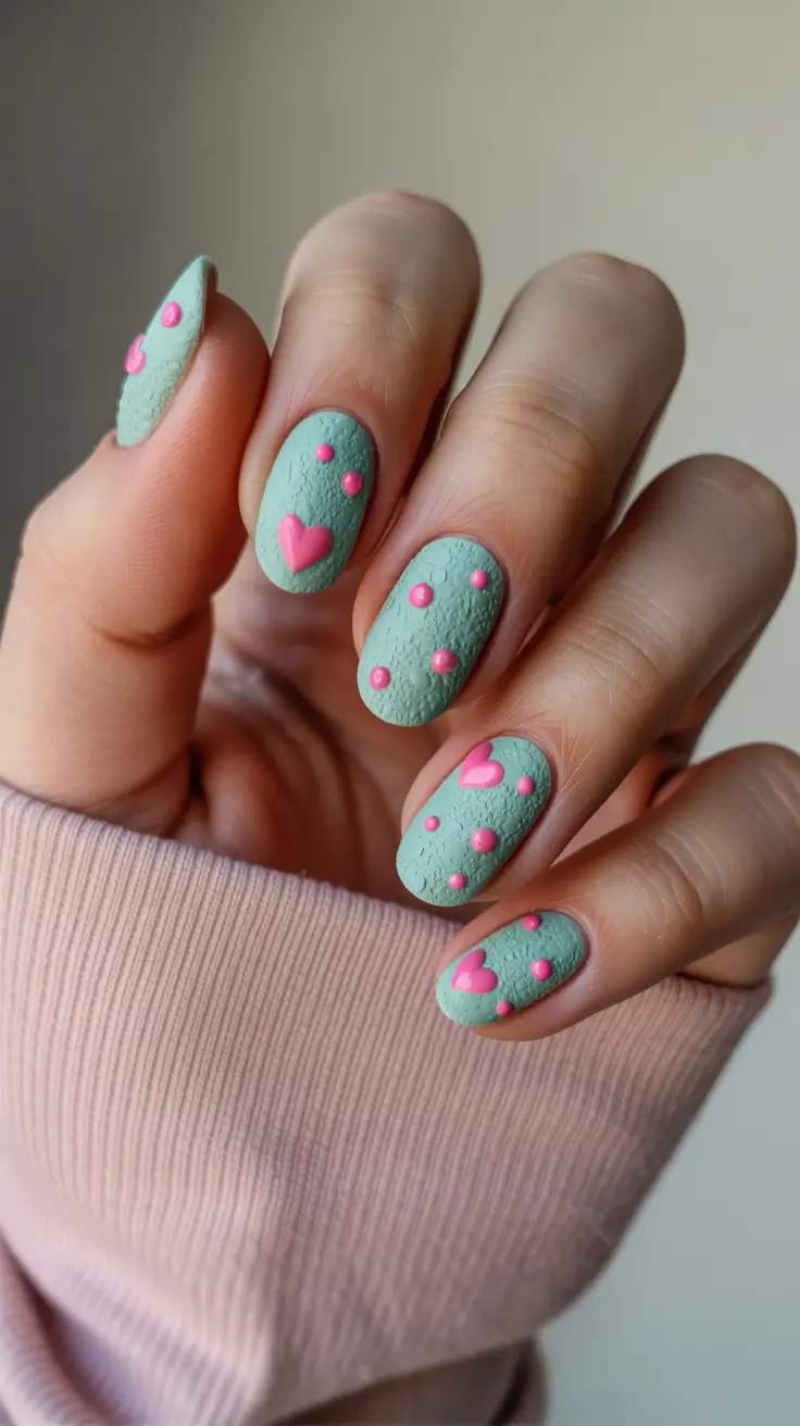 Modern Dip Winter Nails 2025-2026 Mint Hearts Playful Pastel Energy