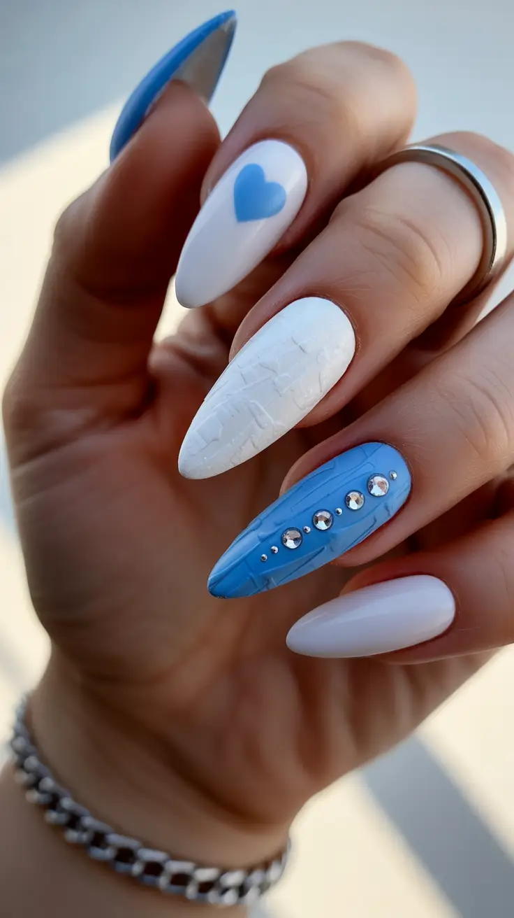 Modern Dip Winter Nails 2025–2026 Looks Blue Ice & Crystal Accents
