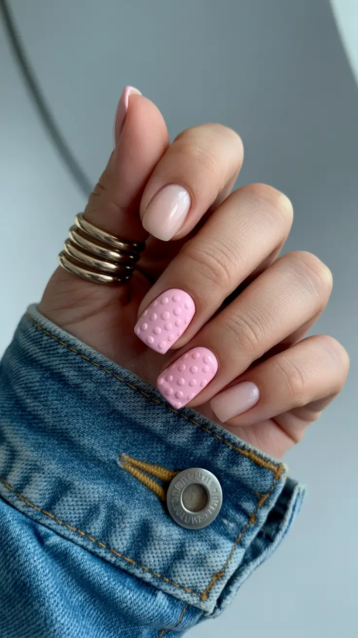 Modern Dip Winter Nails 2025-2026 Sweet Tactile Pop Pink with a Playful Twist