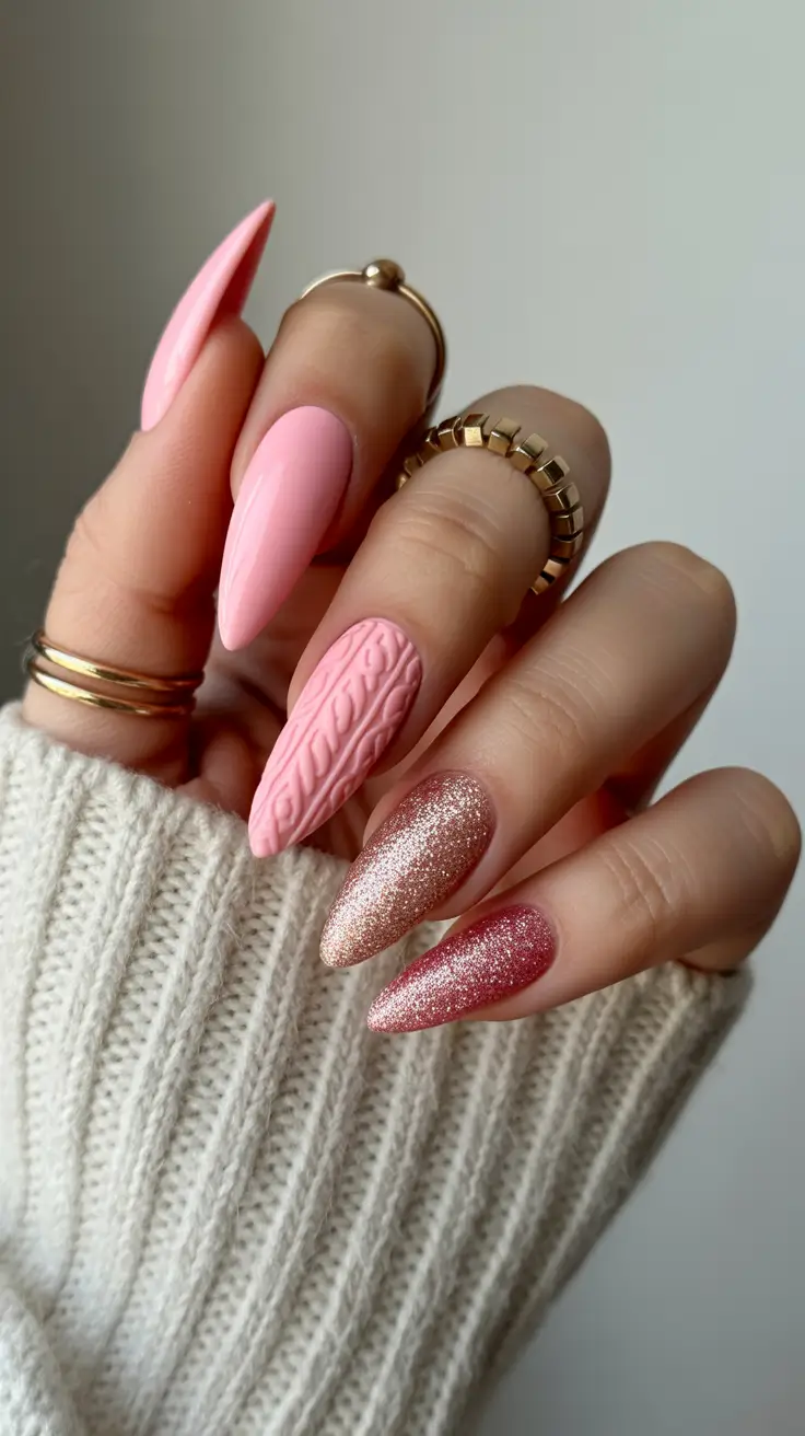 Modern Pink Nails for Winter 2025–2026 Cozy Blush Knit