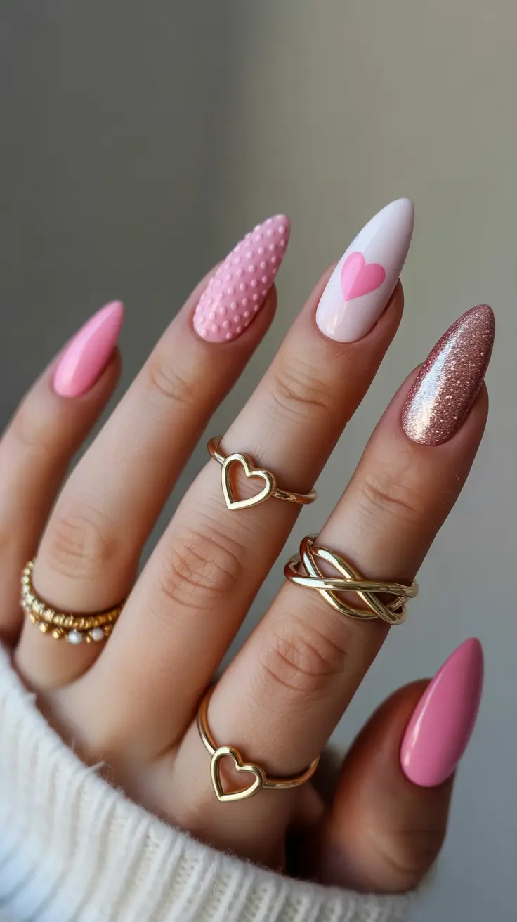 Modern Pink Nails for Winter 2025–2026 Playful Pink Hearts