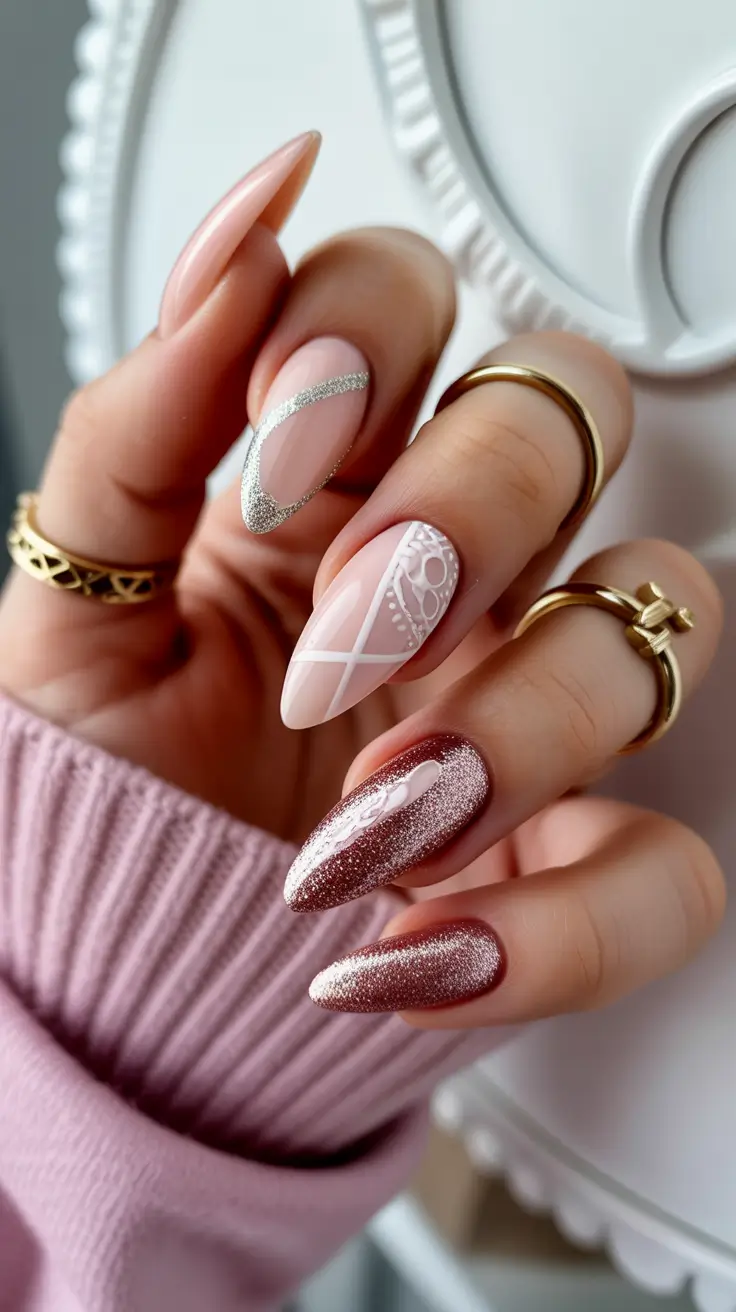 Modern Pink Nails for Winter 2025–2026 Blush Lace Elegance