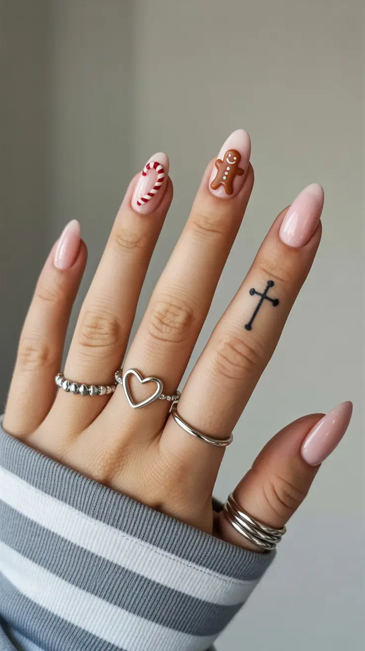 modern pink nails for winter 2025-2026 Sweet Gingerbread Pink