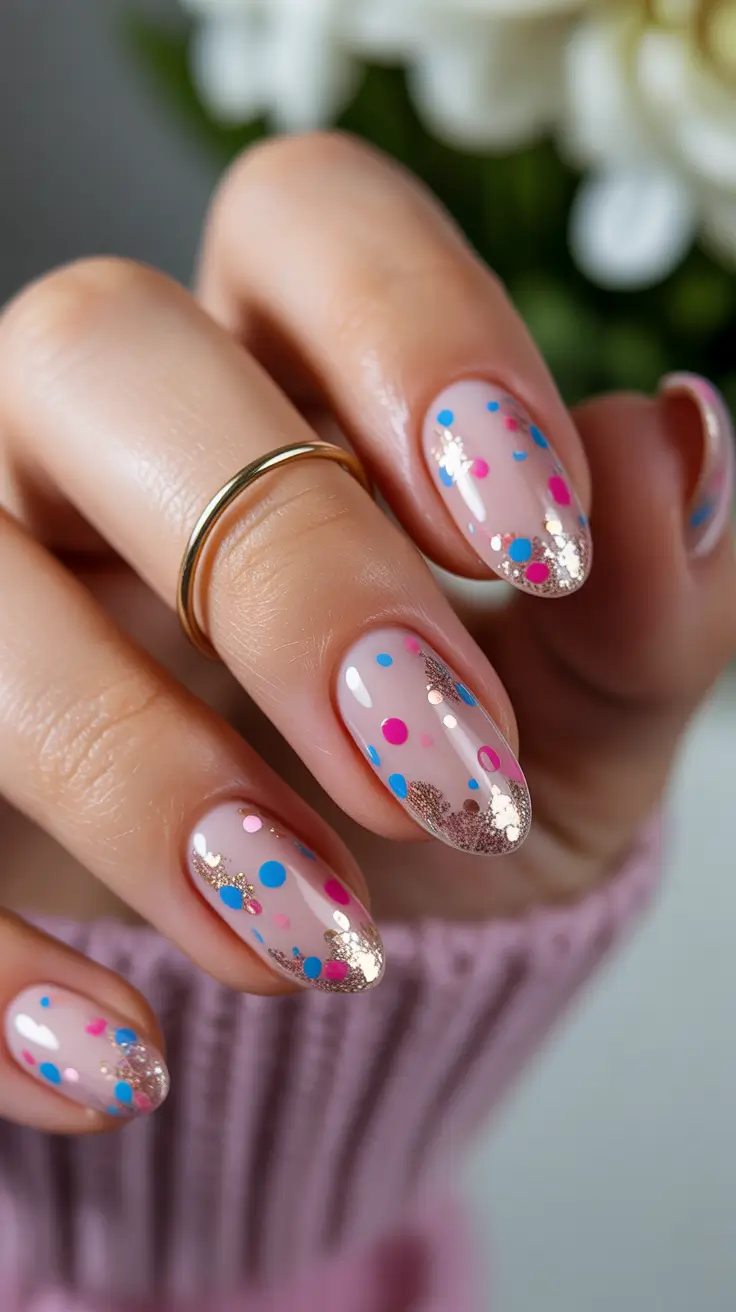 modern pink nails for winter 2025-2026 Confetti Pink Celebration