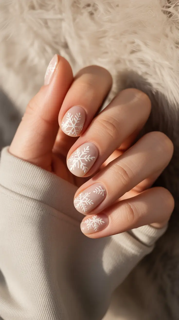 Modern Snowflake Nail for Winter 2025–2026 Soft Whisper of Snow