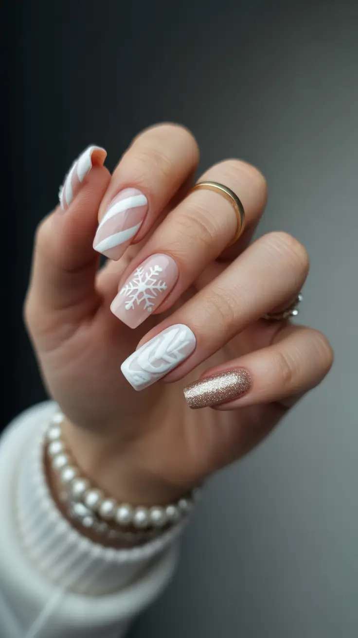 Modern Snowflake Nail for Winter 2025–2026 Cozy Sweater Frost