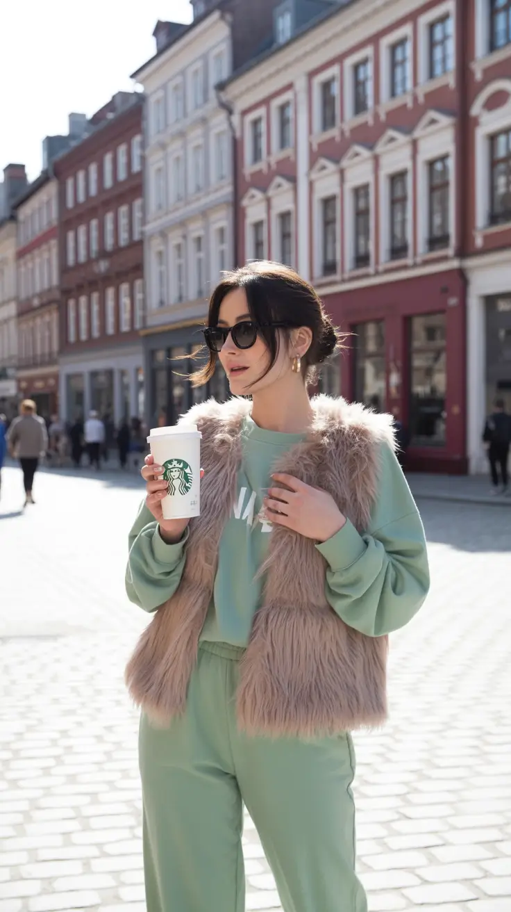 outfit inspiration for women 2026 Mint Mornings & Faux Fur Feels
