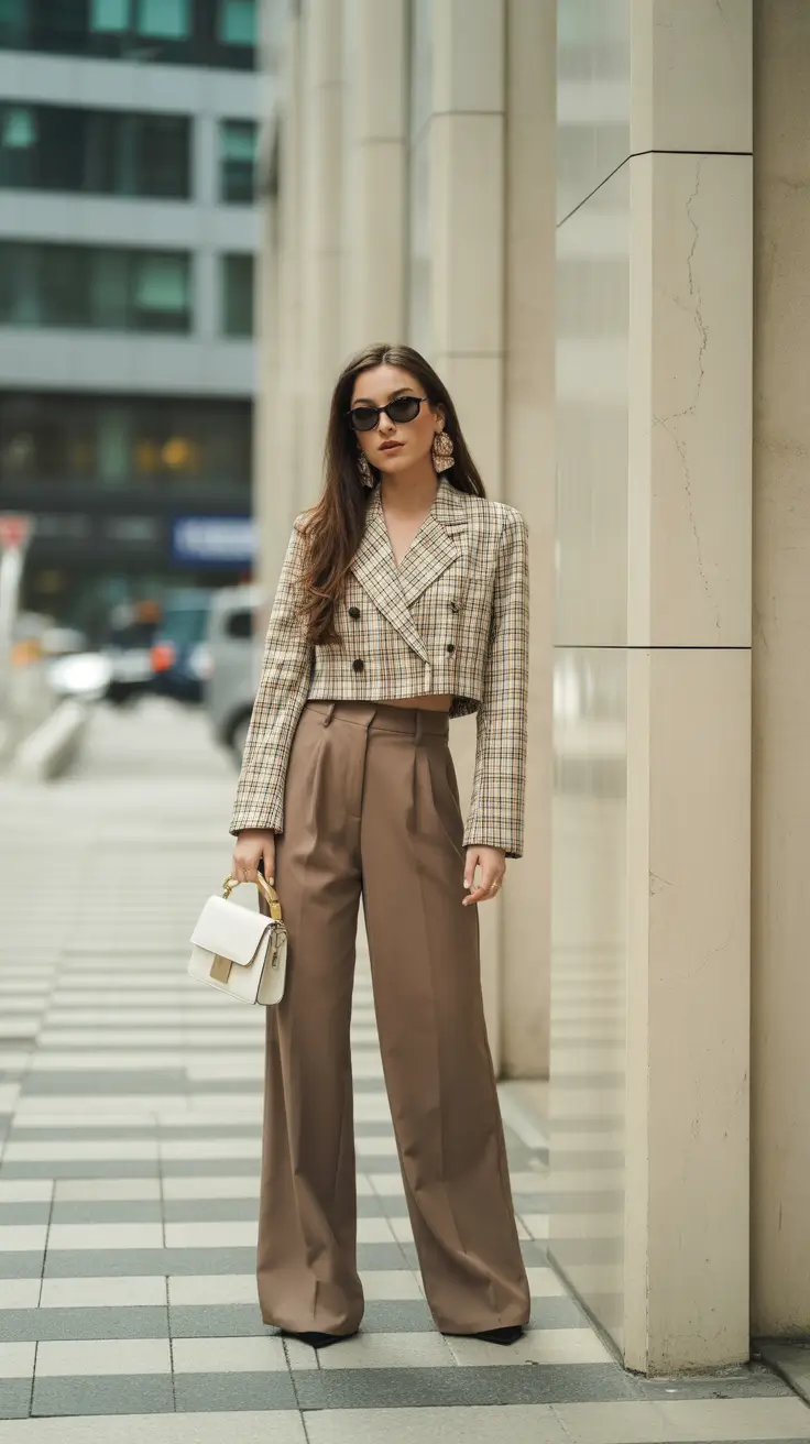 outfit inspiration for women 2026 Power Plaid Precision