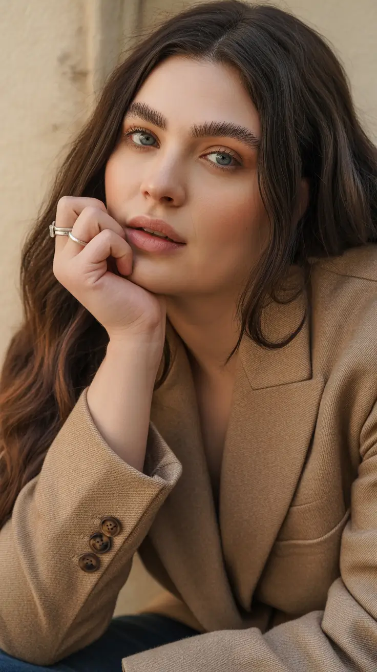 Winter Haircuts for Plus Size Women 2025-2026 Soft Long Waves with Volume