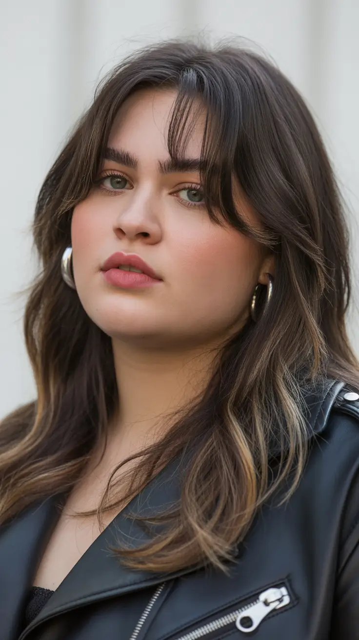 Winter Haircuts for Plus Size Women 2025-2026 Layered Shag with Bangs