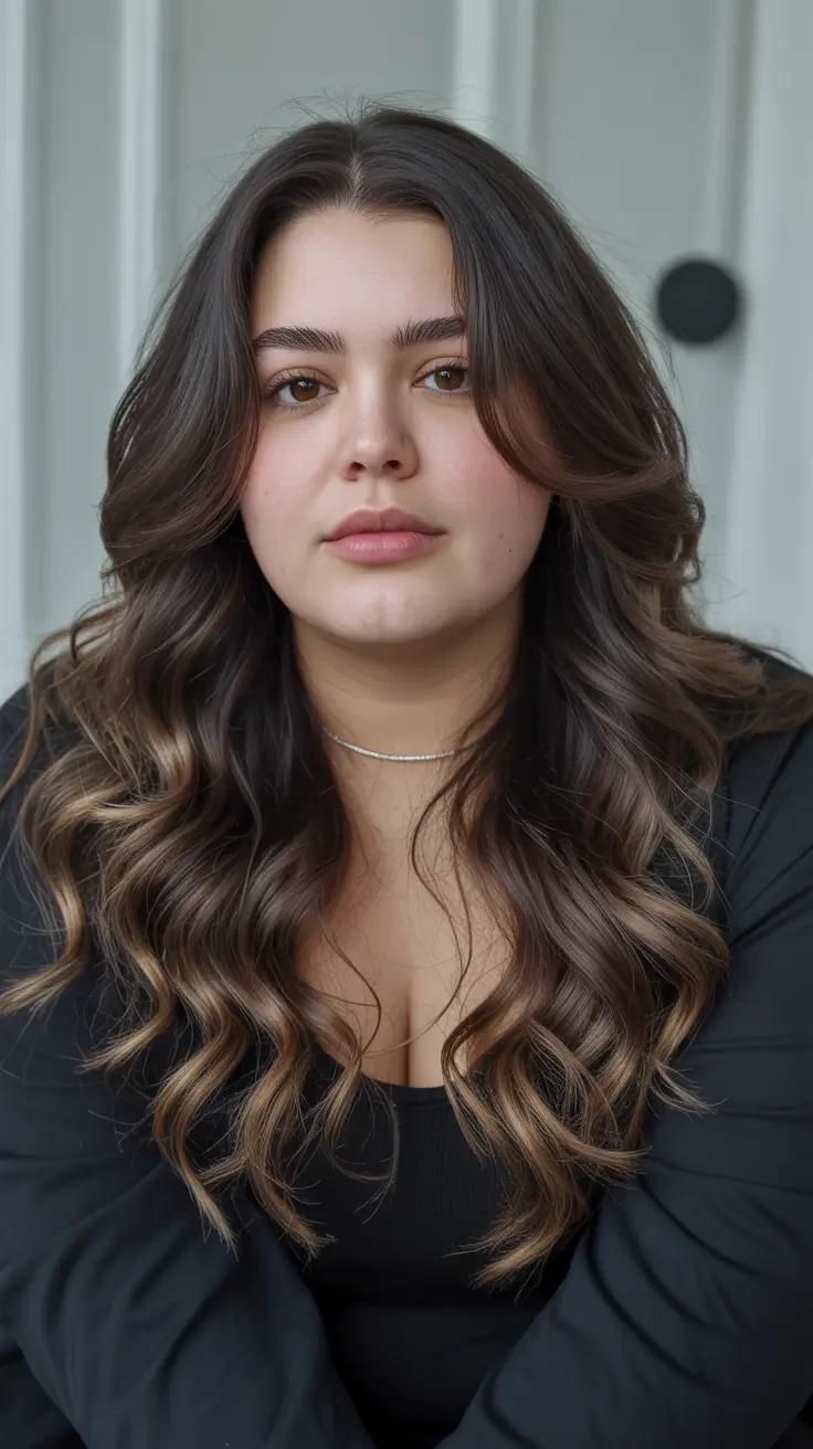 Winter Haircuts for Plus Size Women 2025-2026 Chocolate Swirl Layers