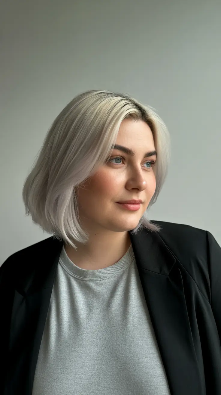 Winter Haircuts for Plus Size Women 2025-2026 Platinum Bob