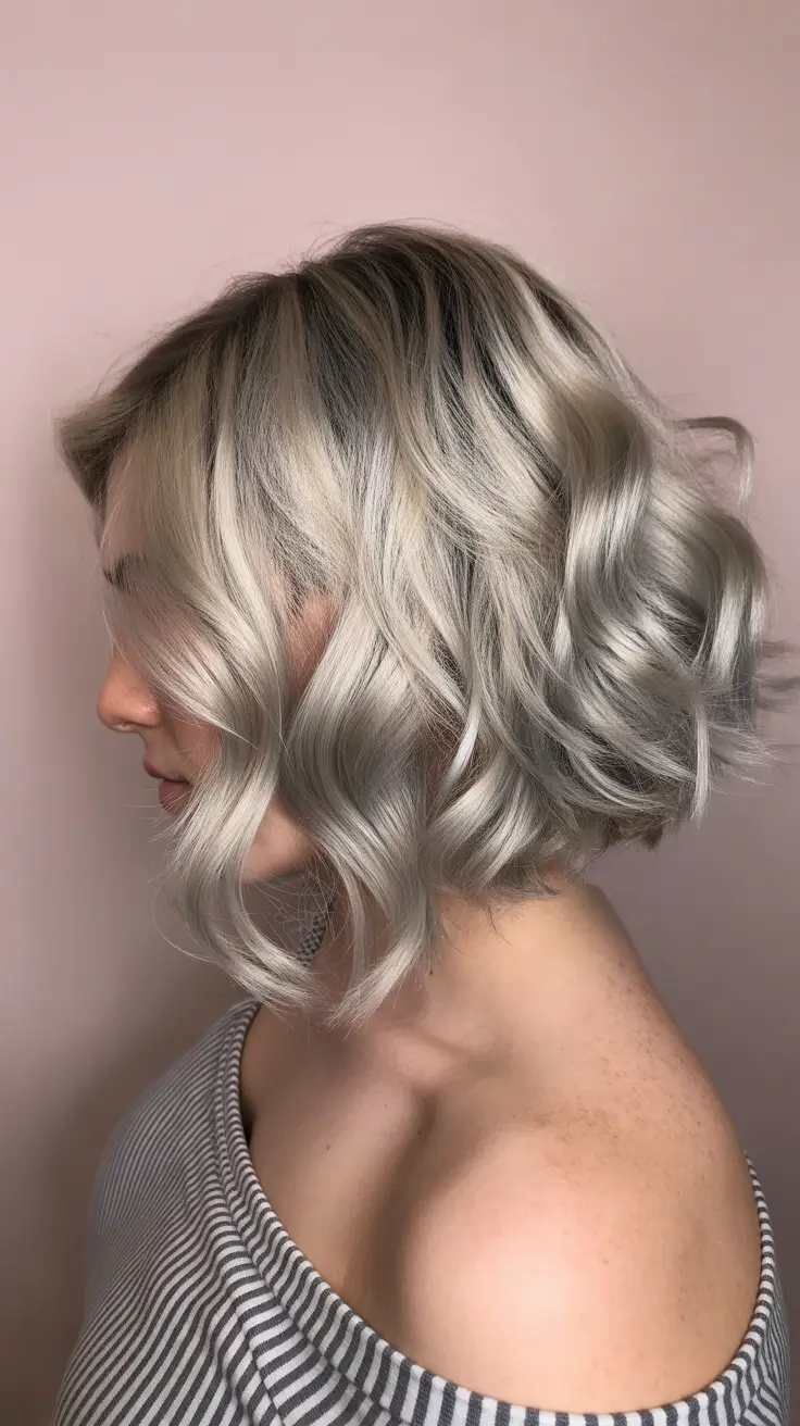 Winter Haircuts for Plus Size Women 2025-2026 Frosted Silver Texture