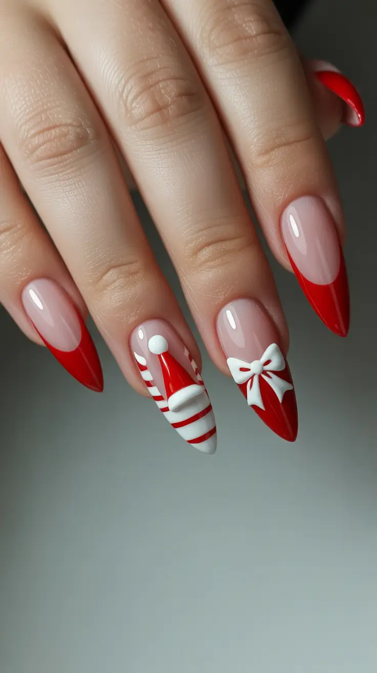 red christmas nails 2025 Playful Candy Spirit