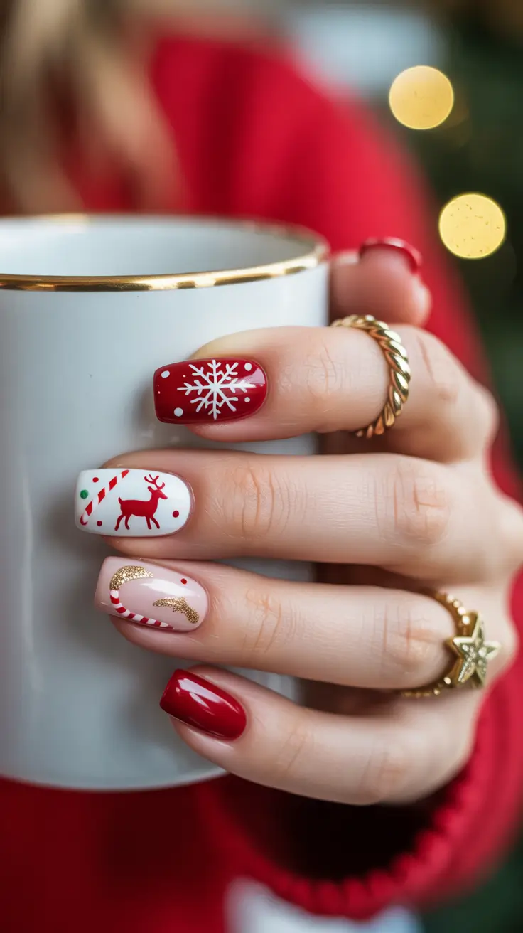 red christmas nails 2025 Festive Storytime