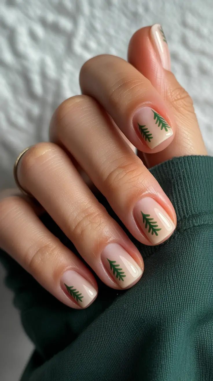 Short Gel Nails – Winter Color and Design 2025/2026 Evergreen Simplicity