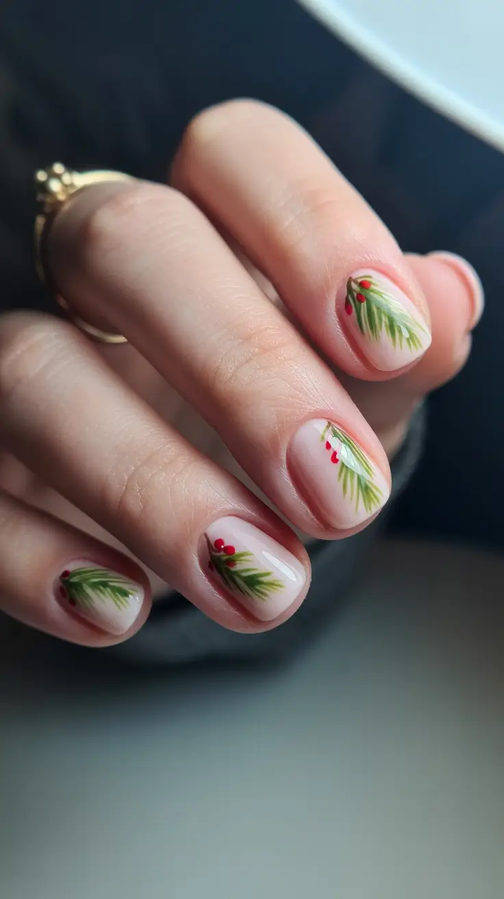 Short Gel Nails – Winter Color and Design 2025/2026 Evergreen Berry Touch