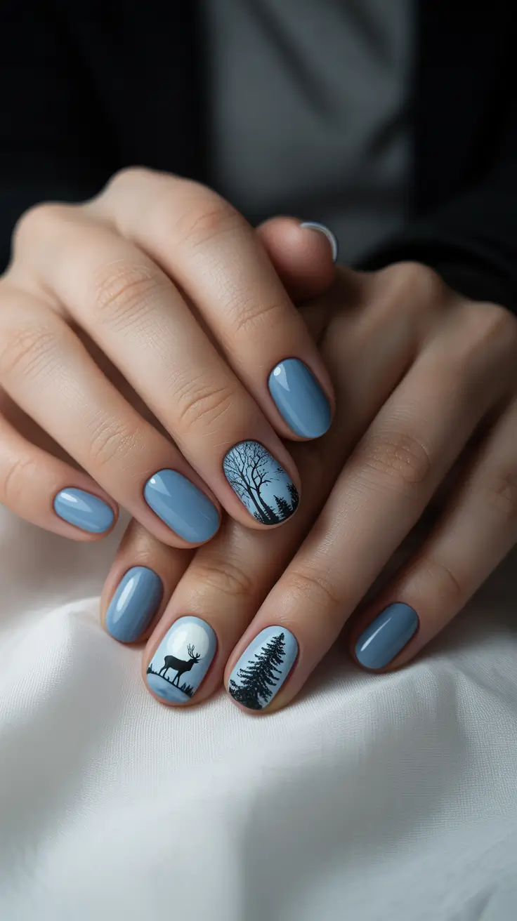 Short Gel Nails – Winter Color and Design 2025/2026 Winter Twilight Silhouette