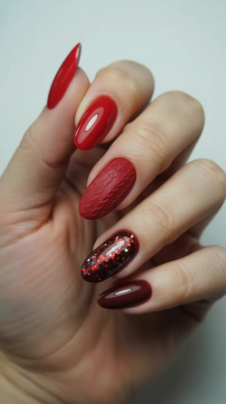 red-winter-nails-2025-2026 cozy-knit-glam
