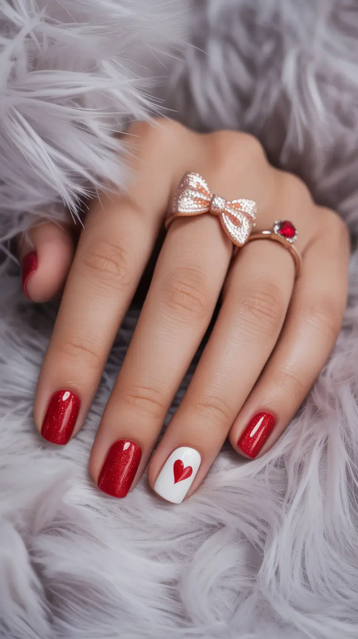 red-winter-nails-2025-2026 heart-accent-romance