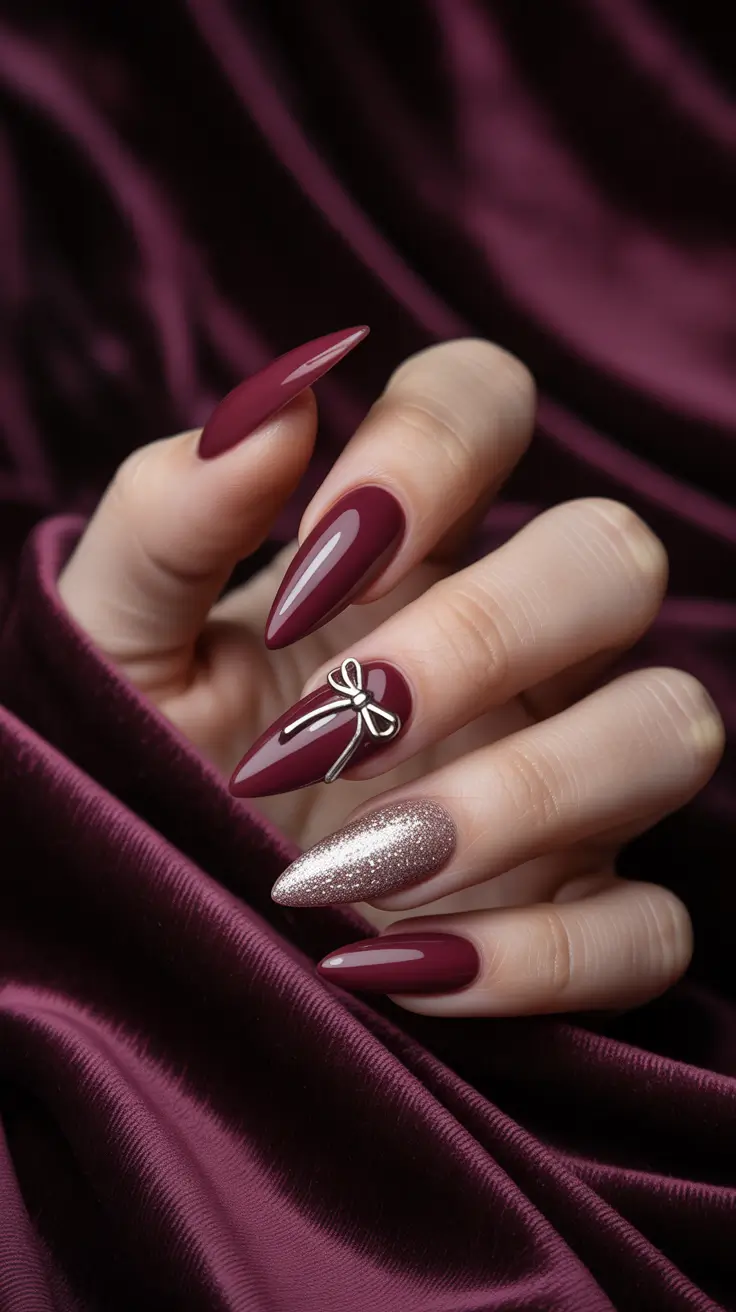 Stylish Red Manicure Winter 2025-2026 Velvet Ribbon Sophistication